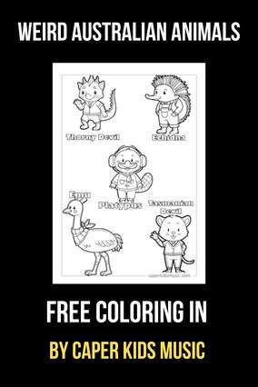A free coloring page of different Australian animals