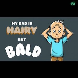 A funny picture of a worried man holding is bald head