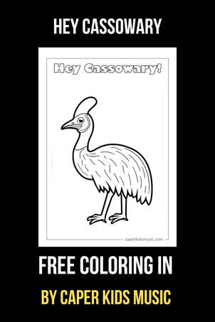 A coloring in picture of a cassowary that links to a free coloring page